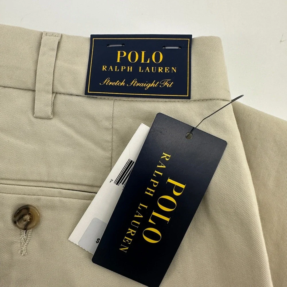 Polo Ralph Lauren Pants Mens 40/30 Tan Solid Stretch Straight Fit Modern New